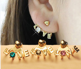 Chic LOVE diamond earring stud FSEH303 (colors send out by randomly)