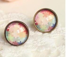 Color candy color puzzle time earrings